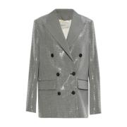 Geruite grijze blazer met zilverkleurige knopen Golden Goose , Gray , ...