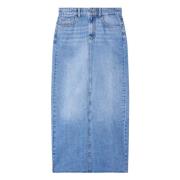 Denim Maxi Rok met Diepe Split Patrizia Pepe , Blue , Dames