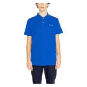 Blauw Plain Katoenen Polo Shirt Aquascutum , Blue , Heren