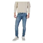 Blauwe Rits Knoop Plain Heren Jeans Calvin Klein Jeans , Blue , Heren