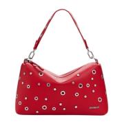 Rode Eenvoudige Schoudertas met Rits Desigual , Red , Dames