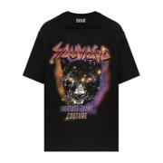 Bedrukt T-shirt Versace Jeans Couture , Black , Heren