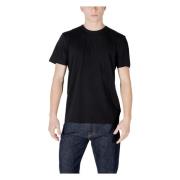 Zwarte Katoenen T-shirt Korte Mouw Ronde Hals Colmar , Black , Heren