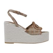 Strik Gesp Blokhak Sandalen Guess , Beige , Dames