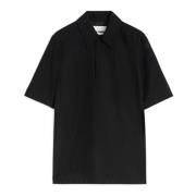 Zwarte Polo Shirt met Voorknoopsluiting Jil Sander , Black , Heren