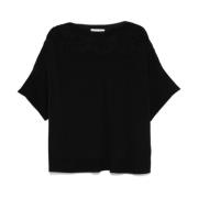 Zwarte Crew Neck Korte Mouwen Trui Ermanno Scervino , Black , Dames