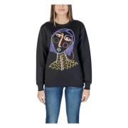 Zwart Bedrukte Sweatshirt Ronde Hals Desigual , Black , Dames