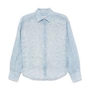 Blauw Overhemd met Drukknopen Ermanno Scervino , Blue , Dames