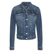 Blauwe Denim Jack Lange Mouw Knoopsluiting Tommy Jeans , Blue , Dames