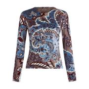 Blauwe Jacquard Paisley Top Etro , Multicolor , Dames