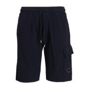 Blauwe Fleece Shorts met Lens Detail C.p. Company , Blue , Heren