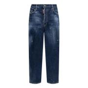 Navy Slim Fit Stretch Denim Jeans Dsquared2 , Blue , Heren