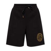 Shorts met geborduurd logo Versace Jeans Couture , Black , Dames