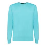 Turquoise Crew Neck Sweater Moorer , Blue , Heren