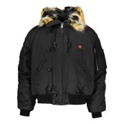 Gewatteerde Hooded Bomberjack met nepbont Kenzo , Black , Heren