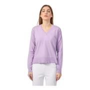 Paarse Katoenen Sweater Crop Lijn K-Way , Purple , Dames