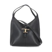 Zwarte leren schoudertas met Pochette Tod's , Black , Dames