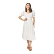 Witte Midi Jurk met Open Rug Fracomina , White , Dames