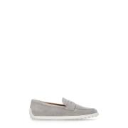 Grijze Leren Loafers met Logo-afdruk Tod's , Gray , Dames