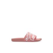 Rubberen slippers met logo Versace Jeans Couture , Pink , Dames