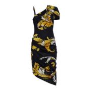 Jurk met Barocco-print Versace Jeans Couture , Black , Dames