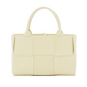 Mini Tote Tas met Intrecciato Weefsel Bottega Veneta , Yellow , Dames