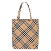 Geruite Stoffen Tote Tas met Rits Burberry , Beige , Heren