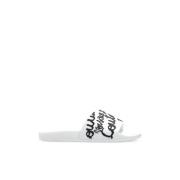 Rubberen slippers met logo Versace Jeans Couture , White , Dames