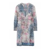 Rose Navy Kniejurk met Pofmouwen Gustav , Multicolor , Dames