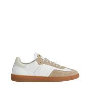 Witte leren sneakers met beige accenten Woolrich , White , Heren