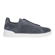 Lage Sneakers met Drievoudig Stiksel Ermenegildo Zegna , Gray , Heren