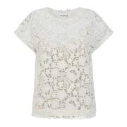 Witte Kant Blouse Mouwloos Ronde Hals P.a.r.o.s.h. , White , Dames