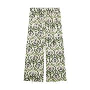 Zijden twill wijde pijpen broek Eusebio Max Mara , Green , Dames