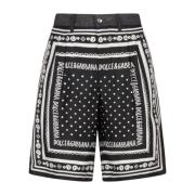 Bandana Print Bermuda Shorts Dolce & Gabbana , Black , Heren