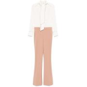 Wit Beige Broek Damesmode Elisabetta Franchi , Multicolor , Dames