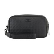 Zwarte Beauty Case met Adelaar Reliëf Emporio Armani , Black , Heren