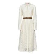 Ivoor Bloemenkant Overhemdjurk Max Mara , Beige , Dames