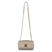 Gewatteerde leren crossbodytas met ketting Versace , Beige , Dames