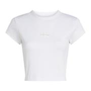 Wit Ronde Hals T-Shirt Calvin Klein Jeans , White , Dames