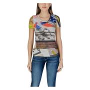 Beige Bedrukt Ronde Hals T-Shirt Desigual , Beige , Dames