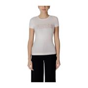 Roze Ronde Hals T-Shirt Guess , White , Dames