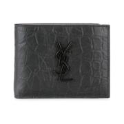 Leren Portemonnee met Krokodillenprint Saint Laurent , Black , Heren