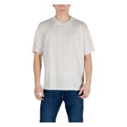 Beige T-shirt met ronde hals en print Armani Exchange , Beige , Heren