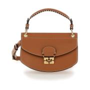 Bruine Crossbody Tas met Logo Plaque Ganni , Brown , Dames