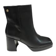 Leren enkellaarsjes met 9cm hak Carmela , Black , Dames