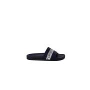 Blauwe Bedrukte Slippers voor Mannen Emporio Armani , Blue , Heren