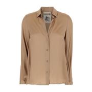 Beige Zijde Blend Klassieke Kraag Shirt Semicouture , Beige , Dames