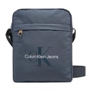 Blauwe Print Rits Schoudertas Calvin Klein Jeans , Blue , Heren