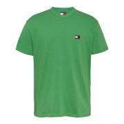 Groene Katoenen Ronde Hals T-Shirt Tommy Jeans , Green , Heren