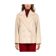 Alpaca Dubbelbreasted Jas in Albino Max Mara Studio , White , Dames